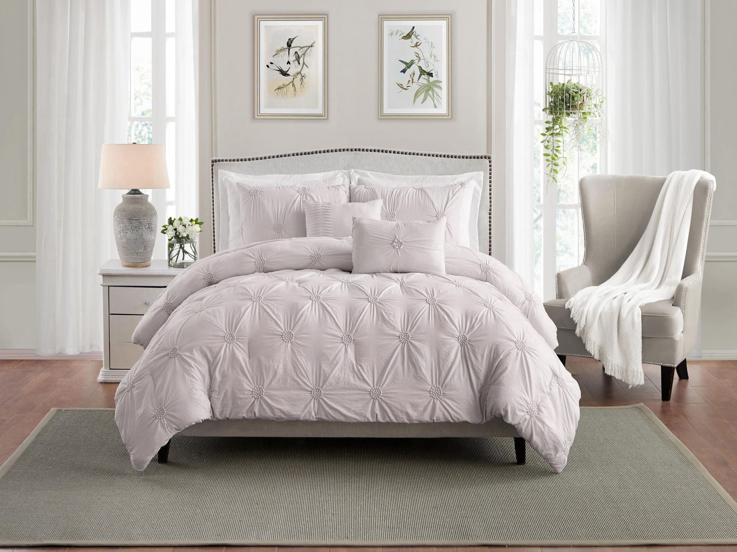 Floral Ruched Comforter Set