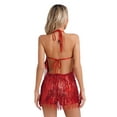 thumbnail image 2 of vastwit Robe de Danse Latine à Sequins pour Femmes avec Franges Croisées devant Performance Dancewear F0864Rouge m, 2 of 6