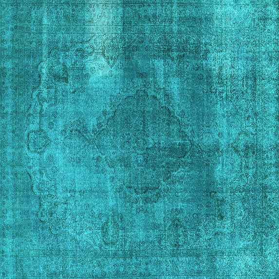 Ahgly Company Indoor Square Oriental Light Blue Industrial Area Rugs, 4' Square