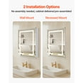 thumbnail image 5 of VEVOR Lighted Medicine Cabinet with Mirror, 24 x 30 in Recessed or Wall Mount, 3 Color Dimmable LED Bathroom Medicine Cabinet with HD Mirror, Clock, Adjustable Shelve Storage, Memory Defog Function, 5 of 9