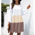 thumbnail image 2 of Robe à Manches Longues pour Femme, Col Rond, Fluide, Ample, Plissée, Khaki S, 2 of 6