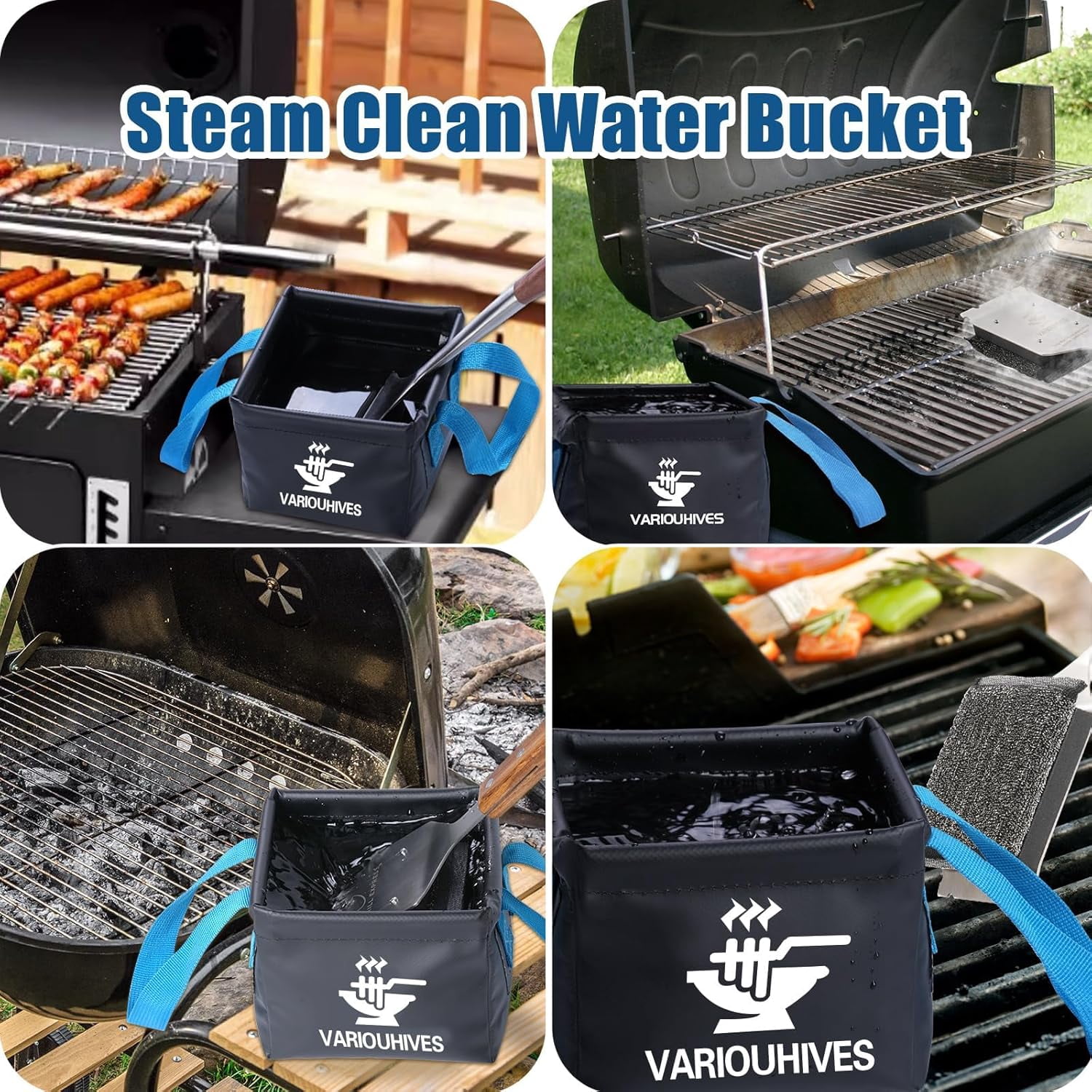 Collapsible Water Bucket for Grill Brush Heads,    for Grills, Foldable Storage Solution