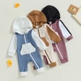 thumbnail image 5 of Douhoow Baby Boys Girls Zipper Hood Jumpsuit 3 6 12 18 Months Infant Fall Contrast Color Romper Long Sleeve Crew Neck Bodysuits, 5 of 9
