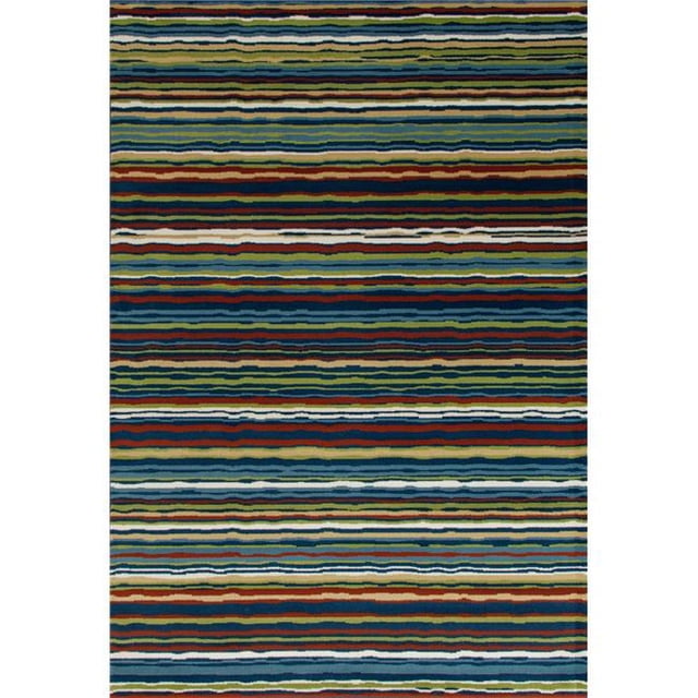 Tapis de Zone Tissé à Rayures Ondulées Collection Seaport 7 x 9 Pieds, Multicolore