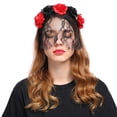 thumbnail image 2 of Halloween Headband Fashionable Rose Flower Veil Decor Party Headband Party Hairband, 2 of 8