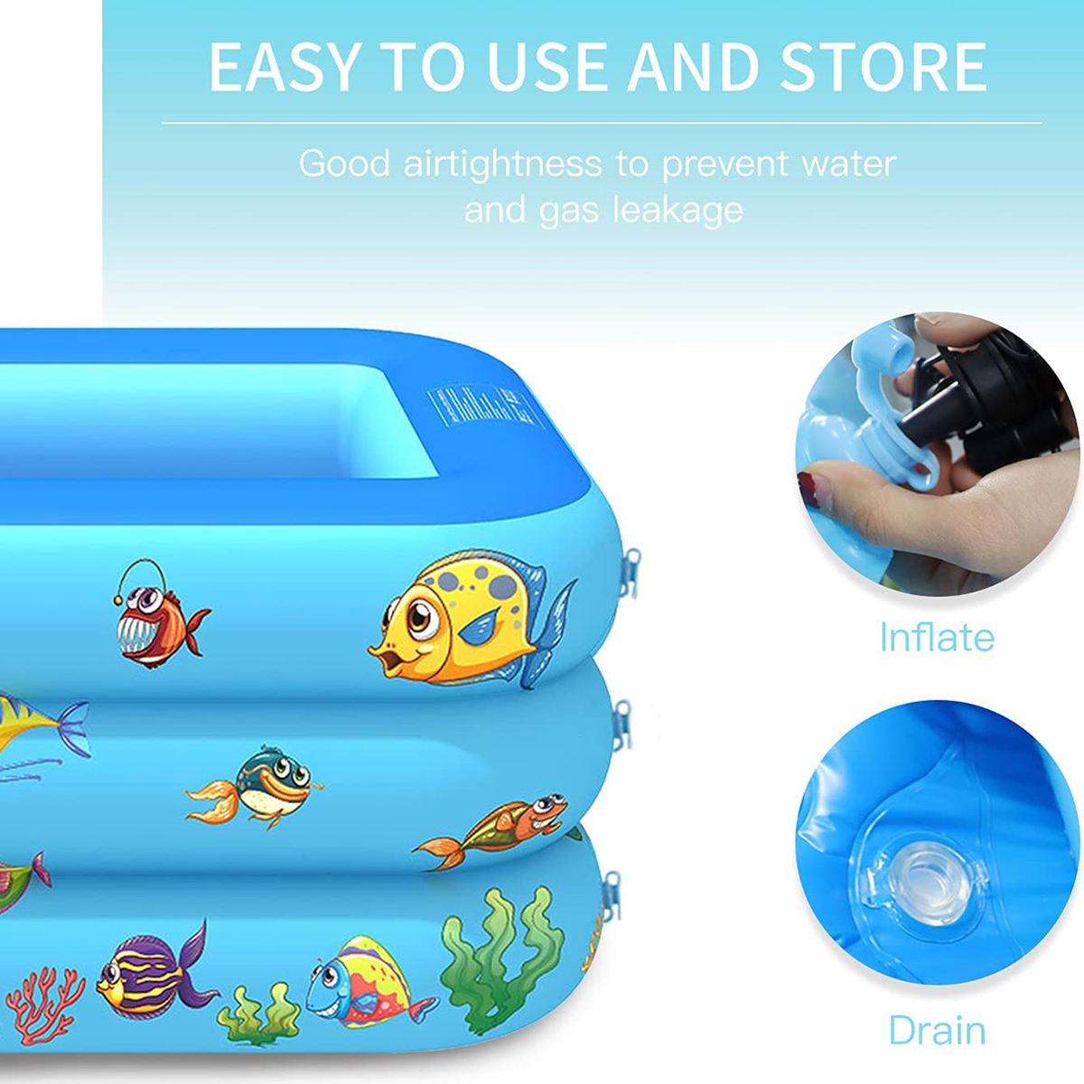 Buy Bestgoods Inflatable Swimming Pool Rectangular Kiddie Pool Blow Up