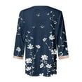 thumbnail image 5 of Blmnix V-Neck Graphic Tees for Women Trendy Navy Small Flower Print Womens Sexy Tops Lace Long Sleeve Tops, 5 of 5