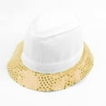 thumbnail image 3 of Pitauce Unisex Sequin Trilby Fedora Hat Short Brim Classic Manhattan Summer Cap Panama Hat for Dance Party, 3 of 5