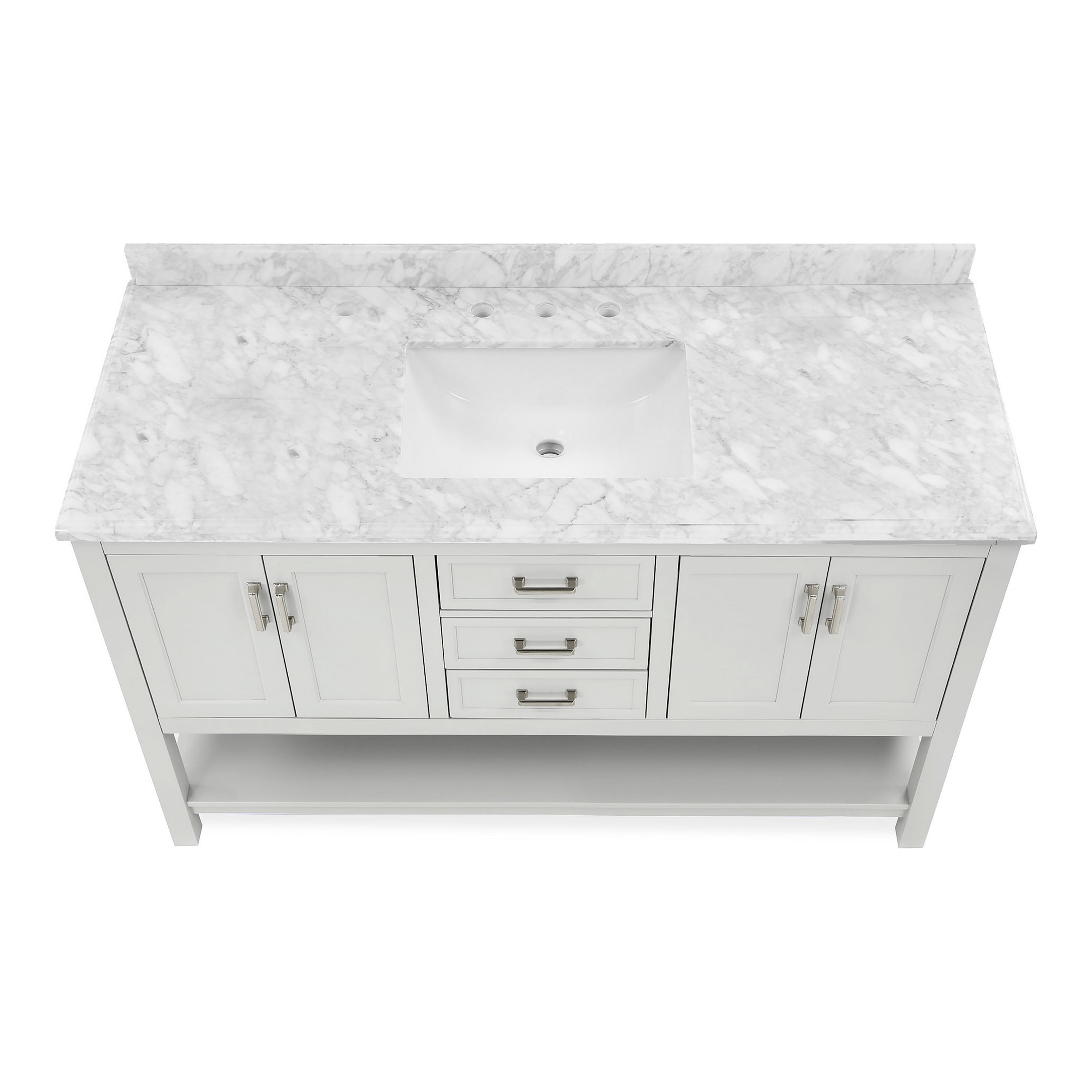 Furniture of America Freya 49" White Single Bathroom Vanity with White Carrera Marble Top and Undermount Sink