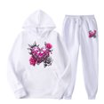 thumbnail image 2 of Jinhomg 2 Piece Outfit for Women Novelty Funny Valentine's Day Sweatsuit Causal Comfy Long Sleeve Hooded Sweatshirt with Straight Leg Joggers 90% off Clearance Sale White XXL, 2 of 6