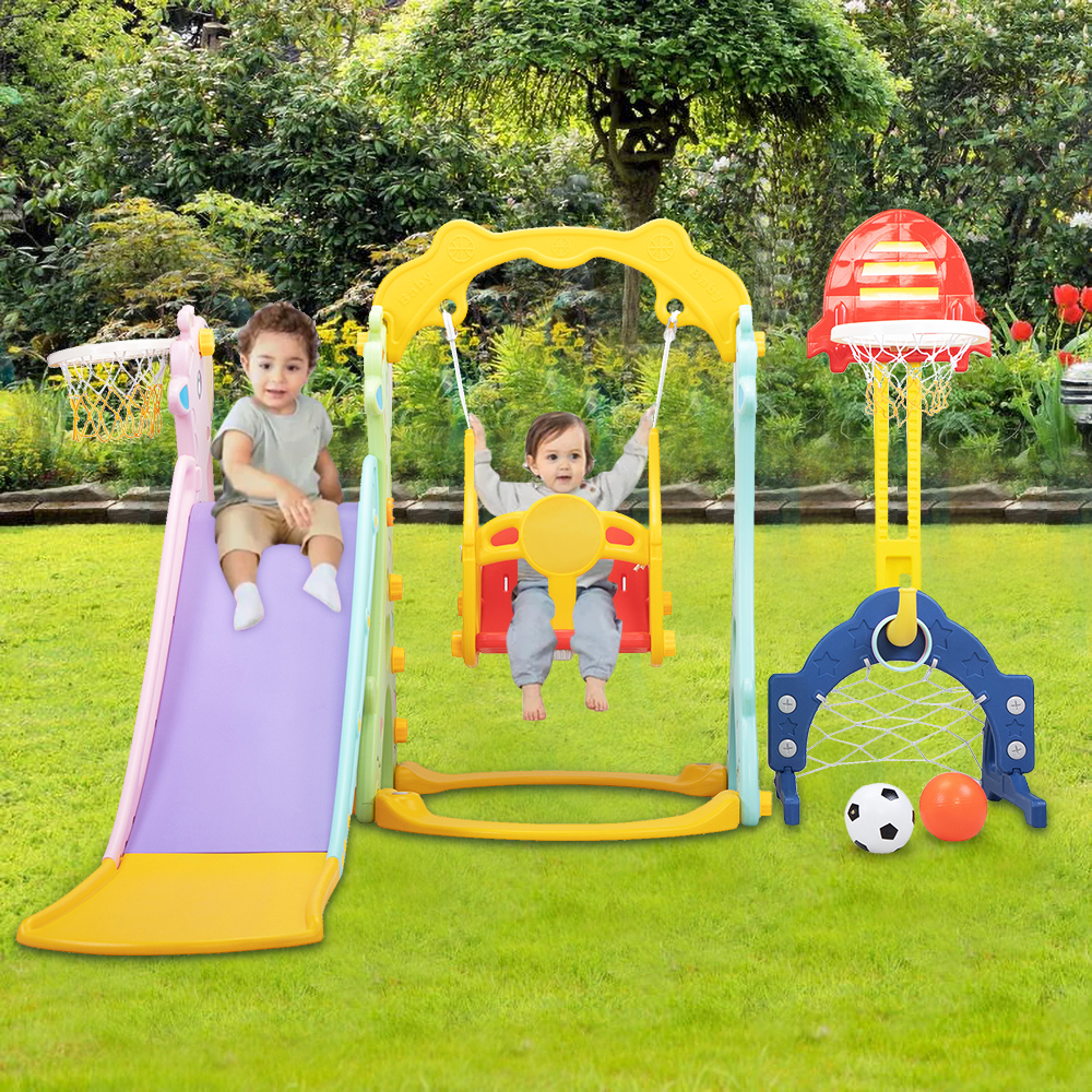 iRerts Toddler Swing Sets with Slide, 5 In 1 Toddler Slide and Swing