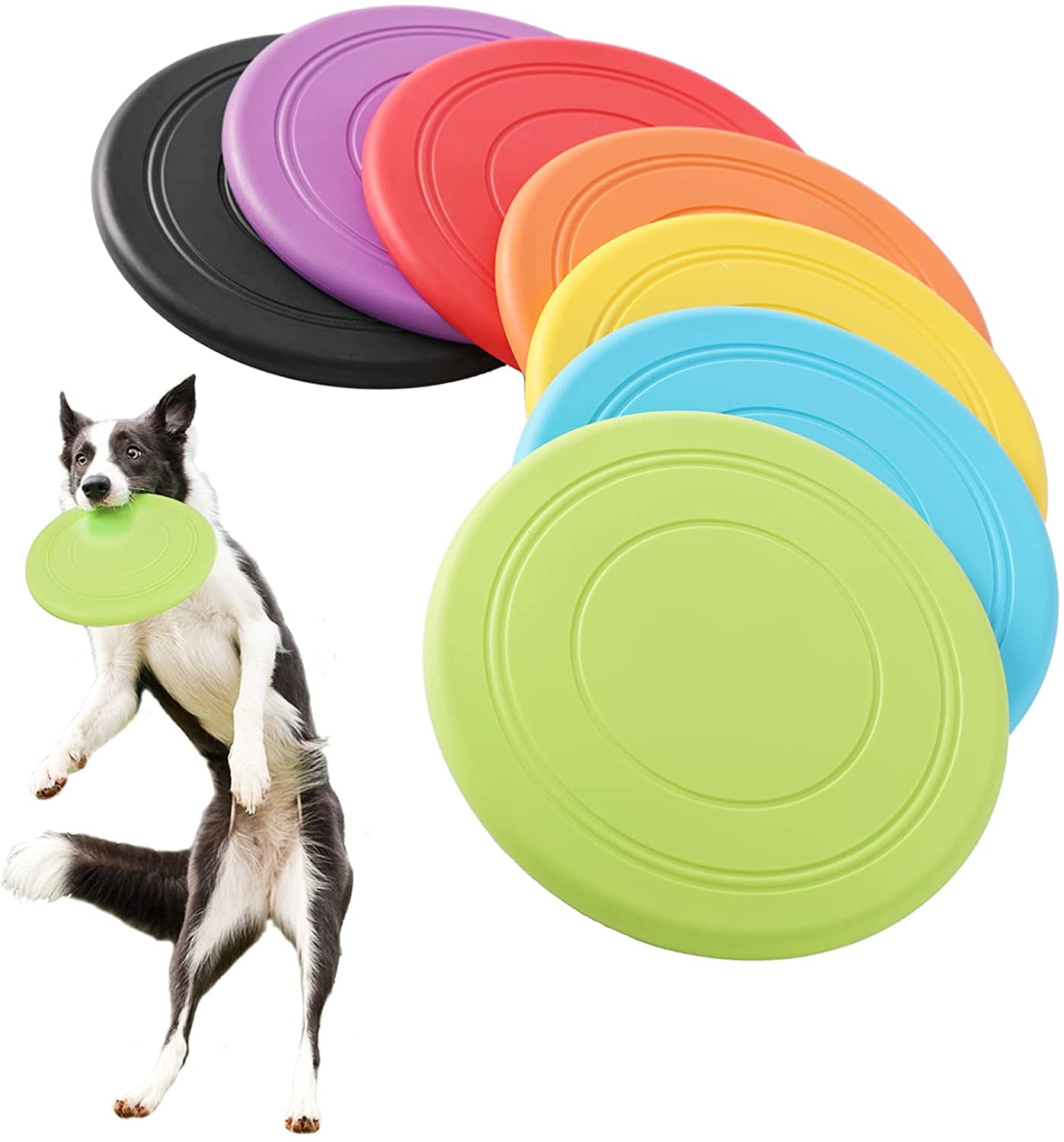 Dog Frisbee Toy Durable Silicone Rubber Outdoor Training Interactive Flying Disc 