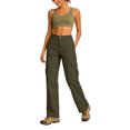 thumbnail image 5 of KDDYLITQ Cargo Pants Women Straight Leg Quick Dry Workout Trousers Stretch Waterproof Casual Workout Lounge Trendy Hiking Pants with Multi Pockets Dark Green S, 5 of 6