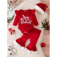 thumbnail image 2 of ENFLASH 3-24M Newborn Baby Girl Christmas Outfits Toddler Santa Long Sleeve Romper Pants Hat Clothes Set, Xmas Red, 2 of 9