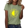 thumbnail image 1 of WTXUE T-Shirts à Manches Courtes, Col Rond, Graphiques, pour Femmes, Été, Ample, Blo, Coton Floral, Décontracté, Vert Menthe/tournesol S, 1 of 6