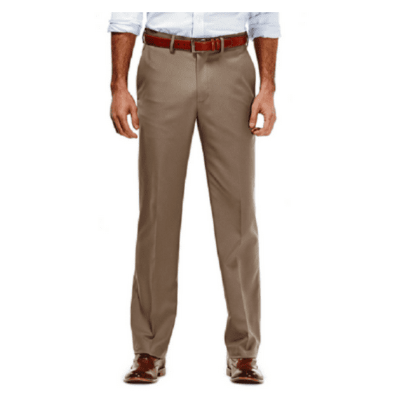 Haggar Dress Straight Flat Front Gabardine Pants, Khaki, Size 38X34, MSRP $65