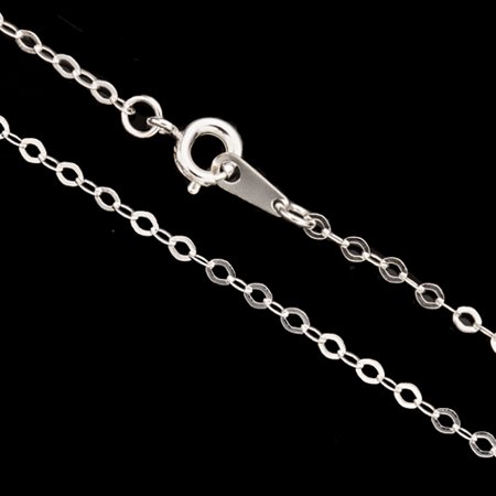 Silver Flat Oval Link Chain Necklace With Springring Clasp 16Inch Silver Plated Brass 2.5mm Chain Width Sold per pkg of 1pcs