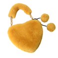 thumbnail image 2 of Bolso de mano de piel sintética con asa superior, suave, informal, con forma de corazón, para mujer Amarillo, 2 of 5