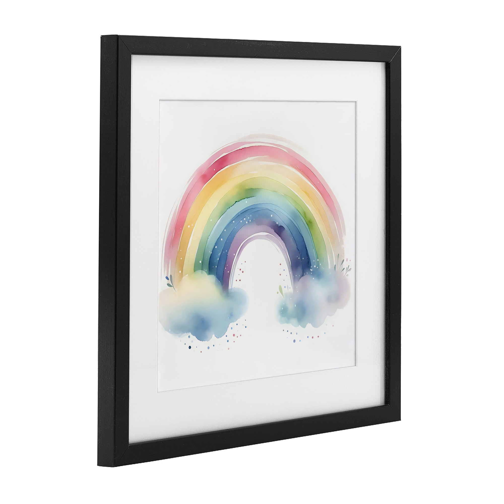 Stupell Industries Soft Rainbow with Clouds Black Framed Print Under Glass, design by Creative Studio