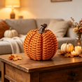 thumbnail image 4 of Mskk 4.3" Resin Wicker Weaving Pattern Pumpkin Halloween Decoration, Artificial Pumpkin Ornament for Tabletop Mantel Shelf Indoor Outdoor Decoration, 4 of 8