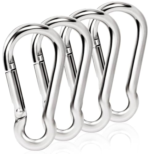 Flag Pole Ring Carabiner Clips,4 Pcs 304 Stainless Steel M5 Keyring Keychain Clip Small Spring Snap Hooks,Replacement Flagpole Clip Hardware Accessories for Grommeted Flags