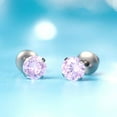 thumbnail image 5 of Limerencia Hypoallergenic G23 Pure Titanium Screw Back Earrings Post for Sensitive Ears Simulated Diamond Cartilage (5mm, Pink), 5 of 6