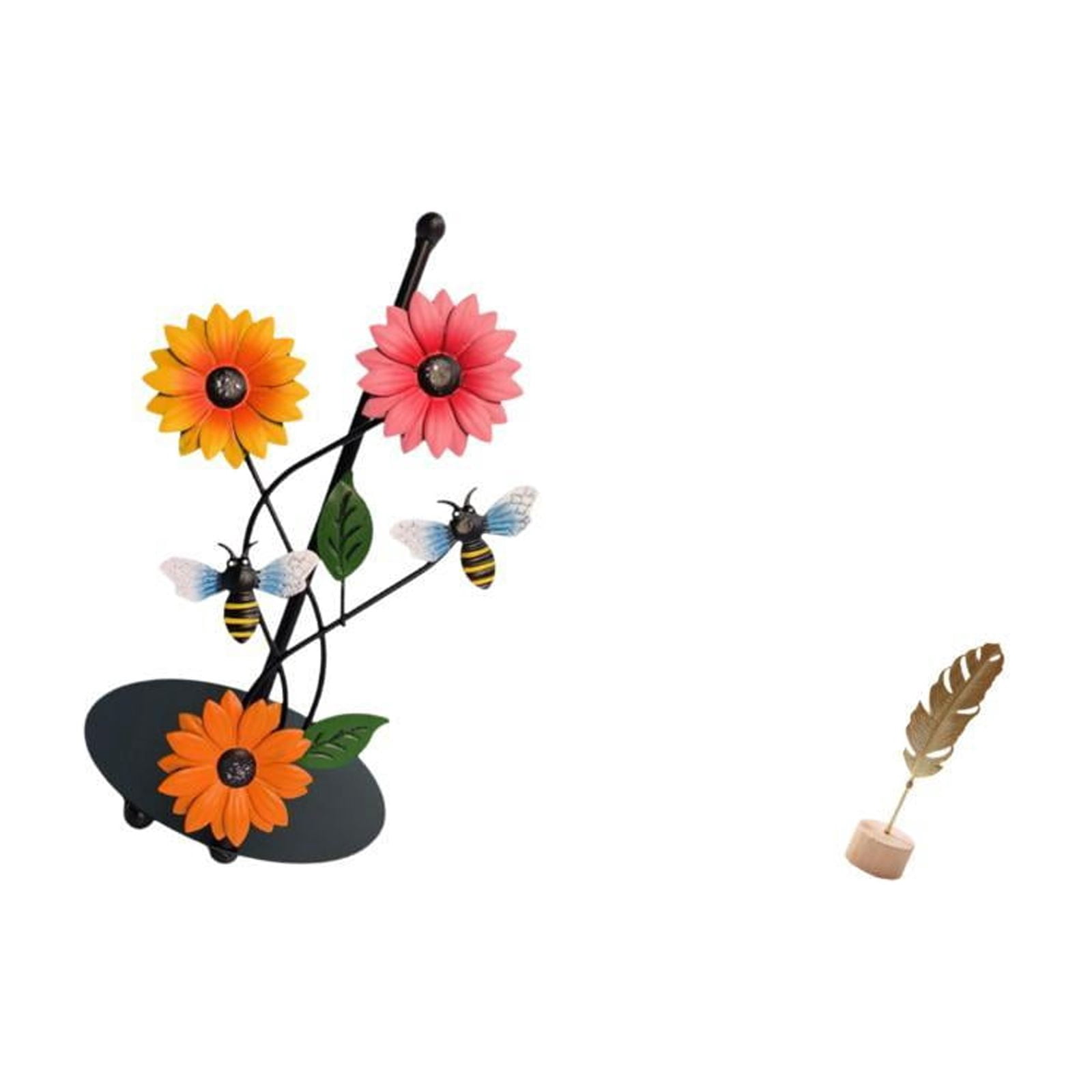 Fiocias Toilet Paper Holder Paper Towel Holder Countertop Leaf Sculpture Metal Leaf Statue Iron Construction Stable Antirust Suitable for Kitchen Countertop D