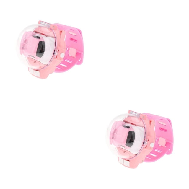 Vogacara Mini Cartoon RC Small Car Analog Watch for Kids Toddlers Birthday Present 2piezas Rosa