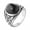 Black, variant on Men's Stainless Steel Big Oval Agate Plant Engraved Biker Ring Punk Antique Silver Gemstone Wedding Engagement Band Black Size 11