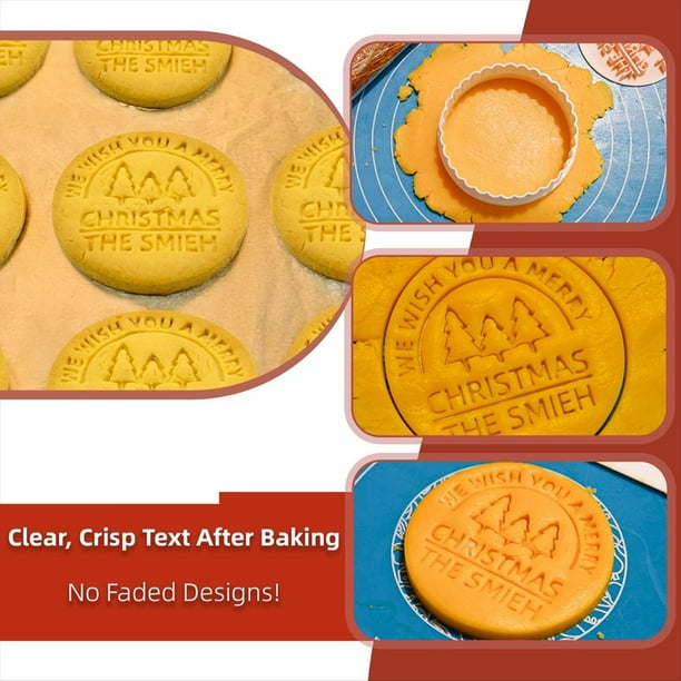 Sello de Galleta Navideña Personalizado de 4 Piezas con Cortador, Galletas Navideñas Personalizadas, Regalo Artesanal para Hornear