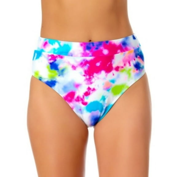 California Waves Womens Tie-Dyed High-Waist Bikini Bottoms