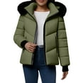 thumbnail image 1 of Parkas pour Femmes, Parka Décontractée Taille Mi-Haute à Épaisse en Coton Chaud pour Femmes Comdrip, Vert 2TG, 1 of 5