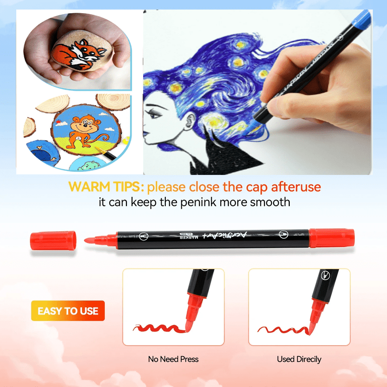 ASOVNXF 24 Colors Dual Tip Acrylic Paint Markers photo 2