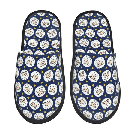 

Fuzoiu Cute Sheep With Star Print Unisex Furry Slippers Plush Indoor Shoes Trendy House Slippers Anti-Skid EVA Sole House Shoes for Home Office and Travel -Medium
