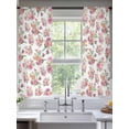 thumbnail image 3 of Pink Ombre Spring Floral Semi Sheer Curtains 72 Inch Length 2 Panels Set, Summer Flowers Botanical Sheer Kitchen Curtain Privacy Voile Window Curtain for Living Room Bedroom Rod Pocket Drapes, 3 of 7