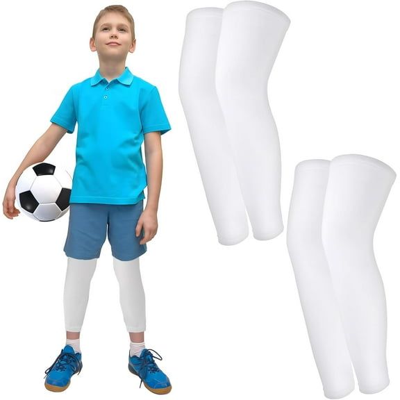 2 Pairs Leg Sleeves,Long Leg Compression Sleeve,Non-Slip Compression UV Leg Sleeves,Sports Knee Sleeve for Boys Girls