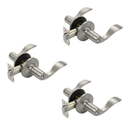 Hardware Lever Set Dynasty Hardware HER-30-US15 Heritage Lever Privacy Set, Satin Nickel, Contractor Pack (3 Pack) ()