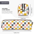 thumbnail image 3 of Pofeuu Colorful Checkered 1 Print Leather Pencil Case, Leather Pencil Pouch Large Capacity, Big Pencil Pouch with Zipper Vintage Pen Bag Fountain Pen Holder, 3 of 7