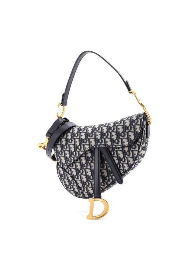 Pre-Owned Saddle Handbag with Strap Oblique Canvas Medium By Rebag