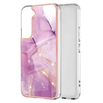 SaniMore for Samsung Galaxy S23 2023 Case with Wireless Charging Shockproof TPU Backplane Glitter Marble Pattern Fashion Design Anti-drop Anti-fingerprint Skin-feel Cover For Galaxy S23, Lightpurple