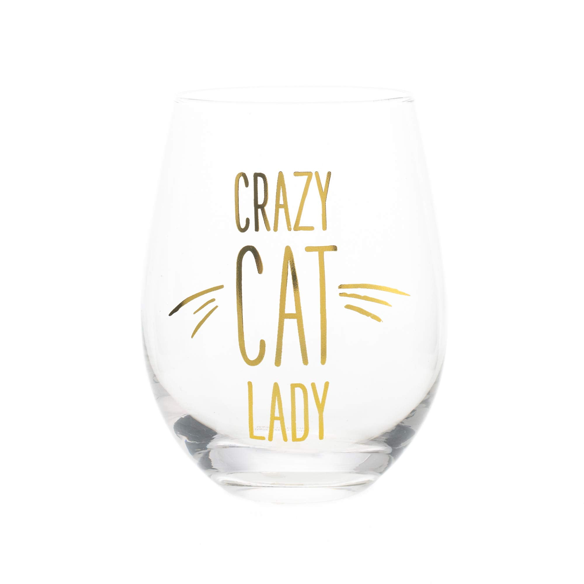 NEW IN BOX Mary Square Crazy Cat Lady 12oz Stemless Wine Glass FAST SHIPPING