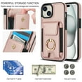 thumbnail image 6 of Allytechgroup iPhone 14 Plus Case with Wallet, Ring Holder Stand Cards Slots Cash Pocket Drop Protection Retro Leather Case for Men Women for Apple iPhone 14 Plus, Rosegold, 6 of 8