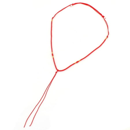 - Men Women Faux Jade Bead Decor Braided Adjustable Necklace String Rope Red