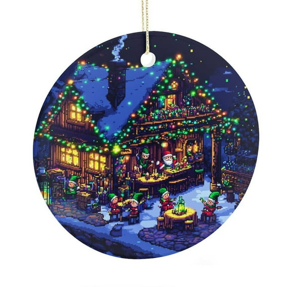 Christmas Tree Ornament Santa Claus Decorative 2 Side Printed Ornaments Xmas Ornament for Family Sister Friends Colorful Christmas House Christmas Tree Ornaments