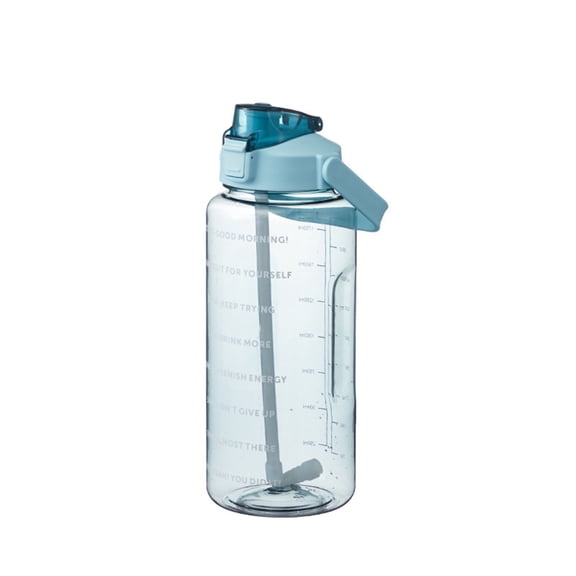 Plastic Water Bottle with Straw, Reusable, Water Bottle with Handle, Time Marker, 68Oz Large, Flip Top, Sports & Outdoor, Clear, 1 Pc