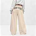thumbnail image 2 of New York Graphic Baggy Sweatpants Trendy Wide Leg Y2k Bow Sweatpants Elastic Waist Drawstring Comfort Sweat Pants for Women, 2 of 8