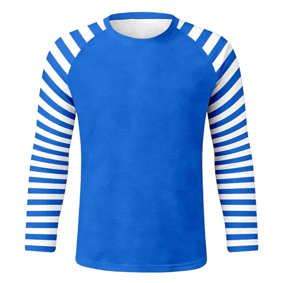 Striped Long Sleeve Crew Neck T-Shirt, Soft Cotton Spandex Basic Pullover for Daily Wear