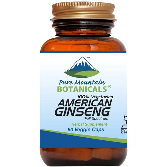 American Ginseng Capsules 60 Kosher Vegan Caps with 400mg Panax Quinquefolia Ginseng Root