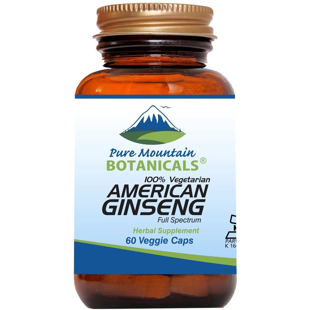 American Ginseng Capsules 60 Kosher Vegan Caps with 400mg Panax
