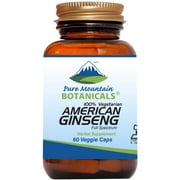 American Ginseng Panax Quinquefolia Root Kosher Vegan Herbal Supplements Brown Glass Bottle (60 Caps) (400mg)